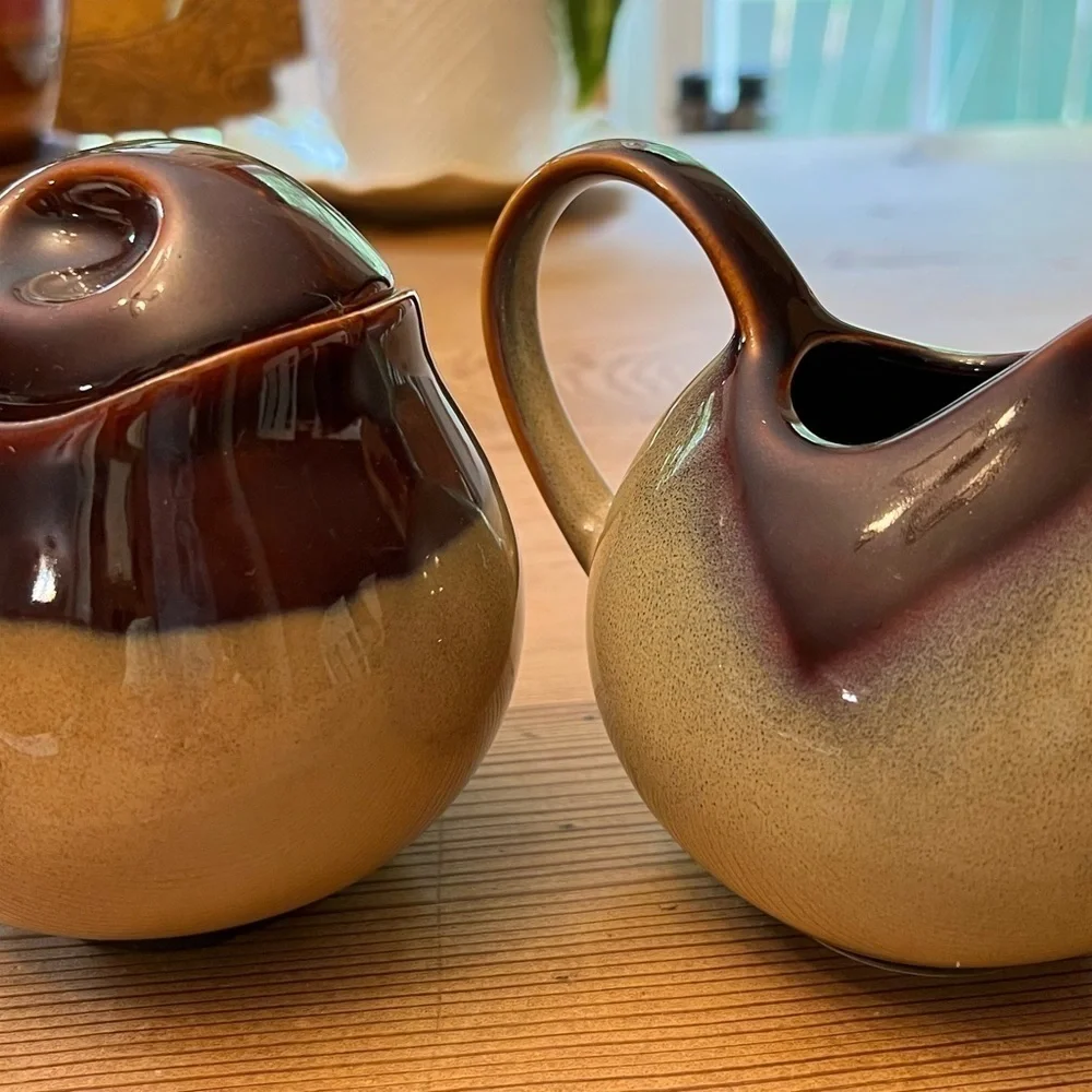 Vintage Nova Sango Brown Lidded Sugar & Creamer